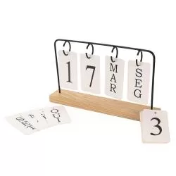 Calendário Permanente Madeira com Alça Metal